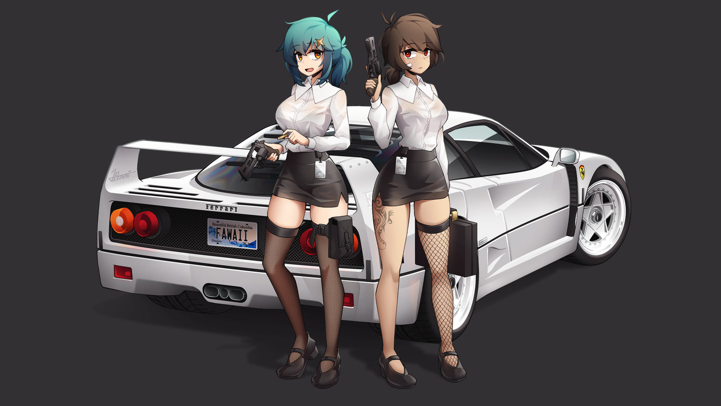 F40 x Office Lady Aria & Ayana Wallpaper